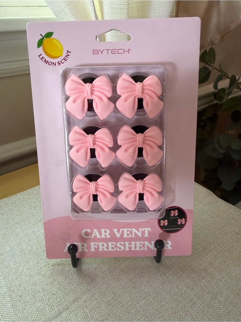 Pink Bow Car Vent Air Fresheners Lemon Scent 6 Pack New